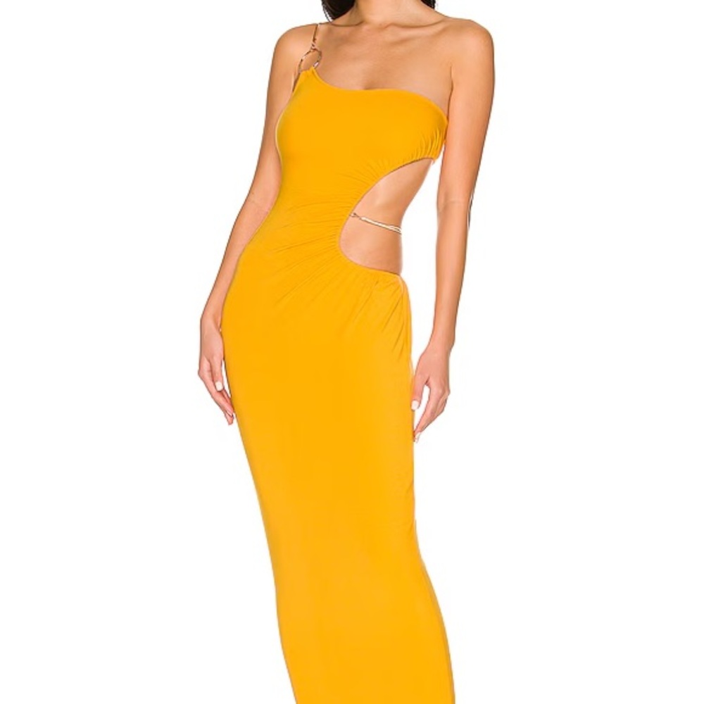 WeWoreWhat Vibrant Yellow One-Shoulder Cutout Dress